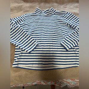 J Crew Sailor Stripe Funnelneck Blue and White Striped Shirt S